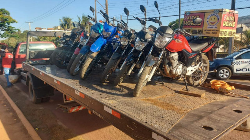 Sorriso: 26 motos e 5 carros, com irregularidades, são apreendidos durante blitz na rua Tangará