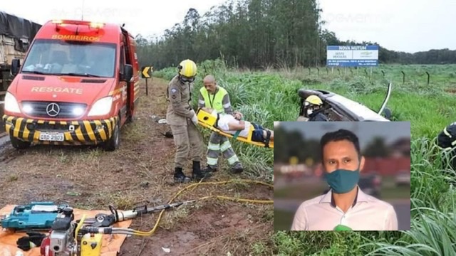 Urgente: Jornalista José de Arimateia é socorrido em grave acidente na BR-163, saiu de Sorriso e seguia para Cuiabá