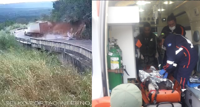 QUASE UMA TRAGÉDIA: Veja o exato momento que motorista é socorrido no Portão do Inferno em Chapada dos Guimarães