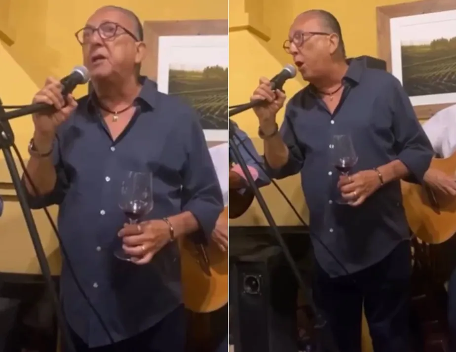 Galvão Bueno homenageia gaúchos e solta a voz em restaurante; assista