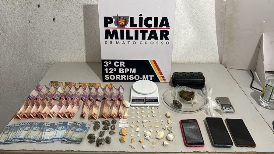 Dupla é presa pela Polícia Militar com 65 porções de maconha e cocaína em Sorriso