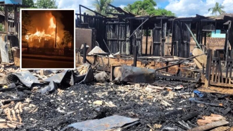 Morador morre carbonizado após incêndio atingir duas casas de madeira em Vera