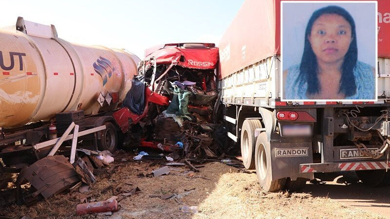 Mulher de 51 anos morre em grave acidente entre três carretas na BR-163 em Nova Mutum