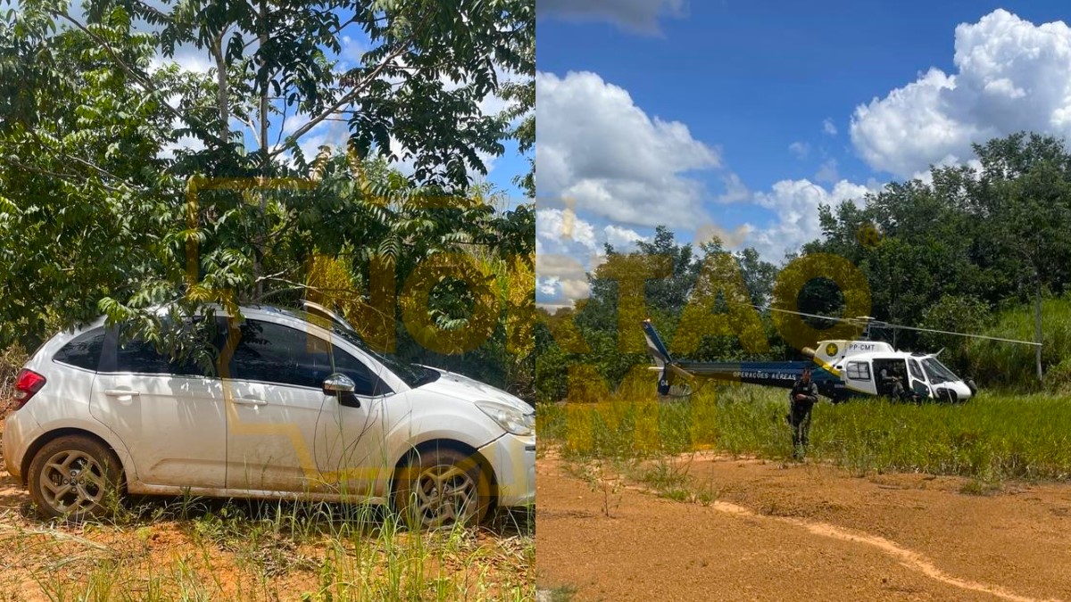 Helicóptero da PM localiza carro de família rendida por criminosos em Sorriso