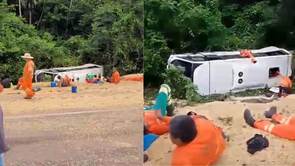 Acidente entre carreta de grãos e micro-ônibus deixa mortos na BR-163 no Pará