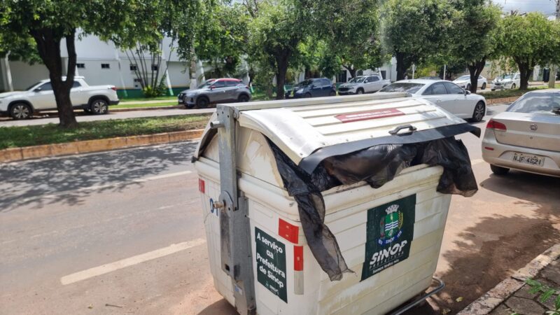Coleta de lixo falha em Sinop: contêineres transbordam e ruas acumulam lixo