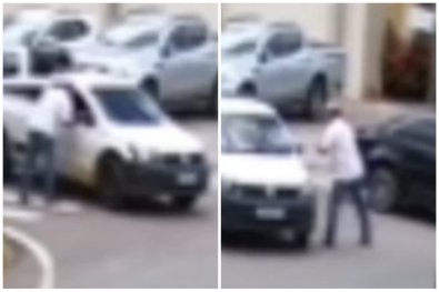 Câmeras de segurança flagraram o momento homem é esfaqueado por suposto amante da esposa em Sinop
