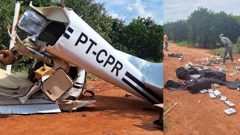 Aeronave carregada de cocaína quebra ao meio ao ser interceptada pela FAB