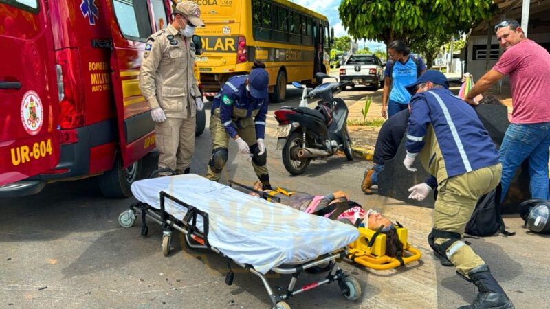 Acidente entre carro e moto no Jardim Tropical deixa dois feridos em Sorriso