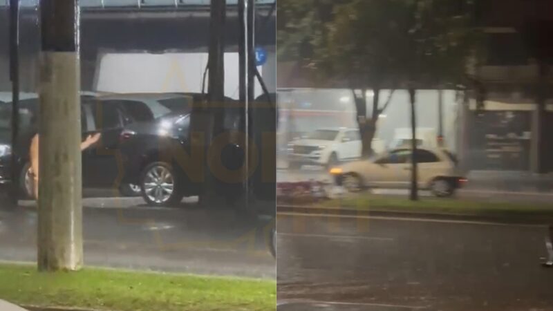 Mulher é flagrada nua em avenida de Sorriso durante forte chuva