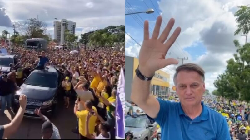 Multidão acompanha Bolsonaro em carreata durante visita em Sinop
