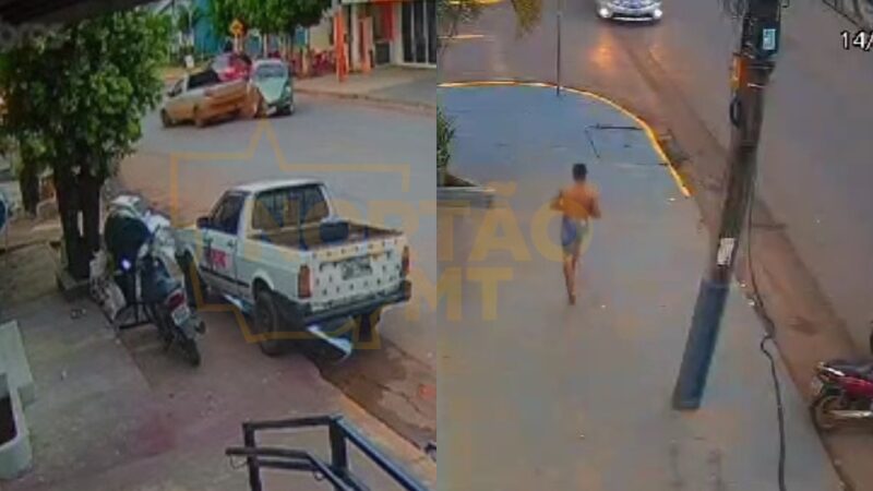 Ladrão furta “fusca” sem saber dirigir e causa acidente em Sorriso