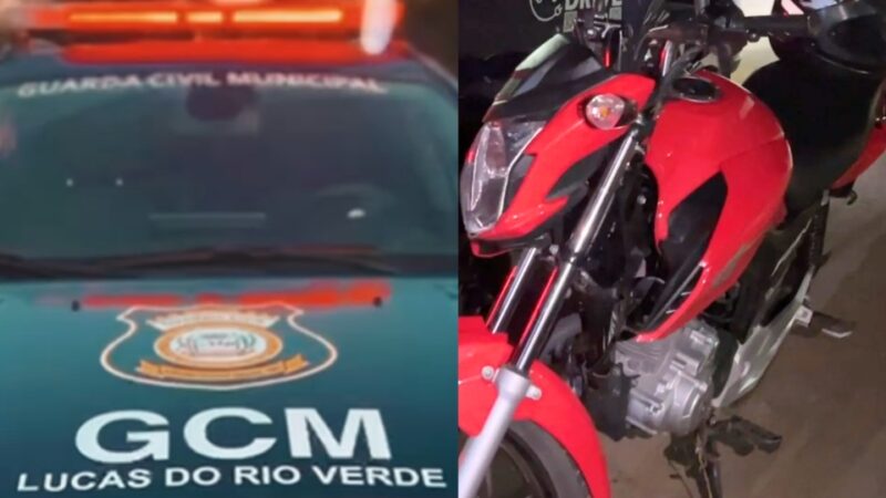 Moto furtada em Lucas do Rio Verde é recuperada pela GCM na estrada do Morocó