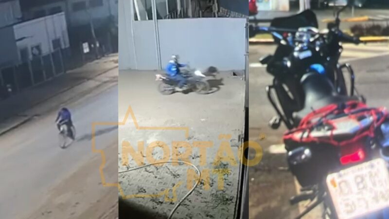 Câmera registrou ação de bandido que fugiu com moto furtada em Sorriso