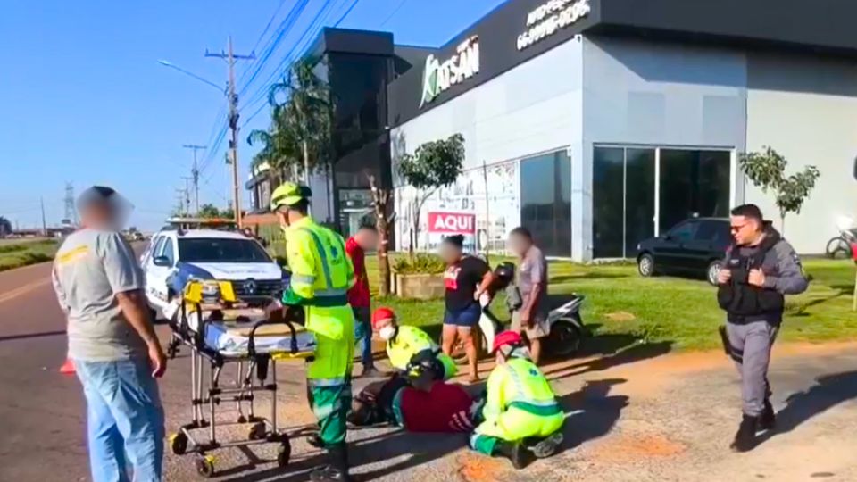 Motociclista sofre grave fratura em acidente com carro em Sinop