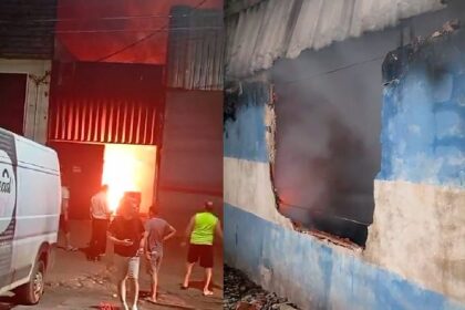 Incêndio de grandes proporções atinge fábrica de pães artesanais em Cuiabá