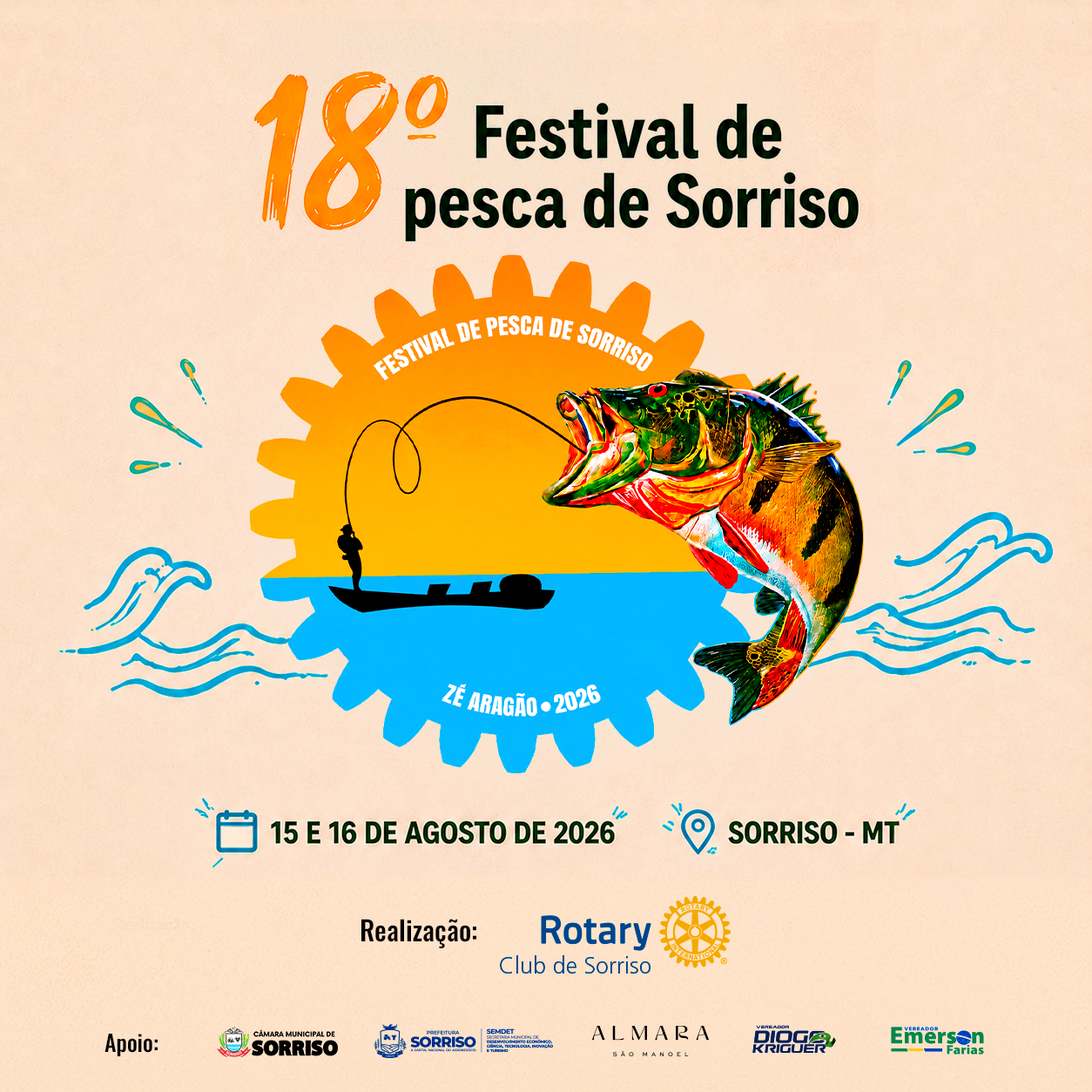 Festival de Pesca Zé Aragão terá caminhonete zero km e show nacional de Zé Felipe em Sorriso