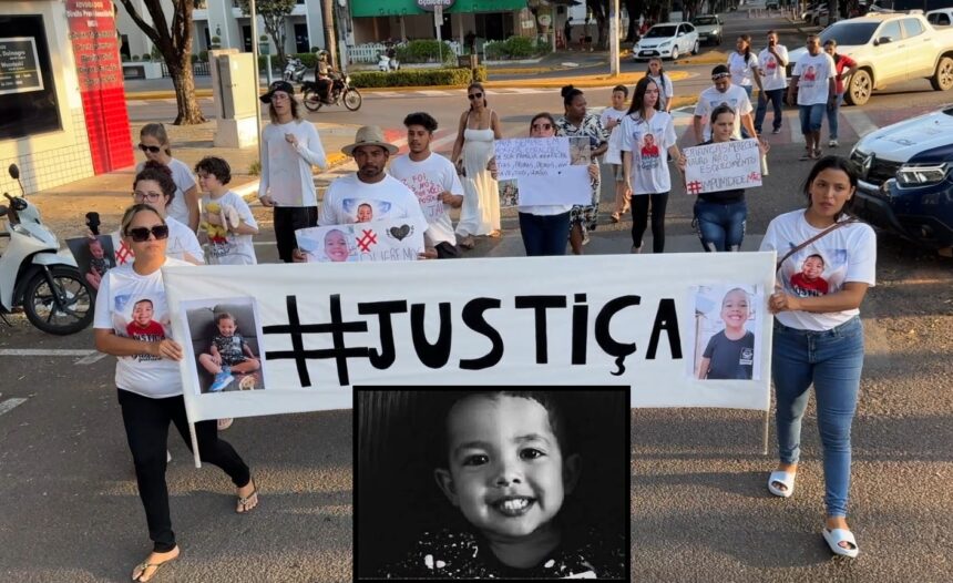 Família de menino de 4 anos morto em acidente faz manifestação e cobra justiça em Sorriso