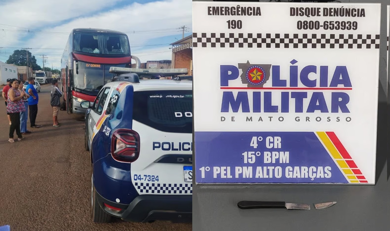 Passageiro é preso após tentar esfaquear homem dentro de ônibus no interior de MT